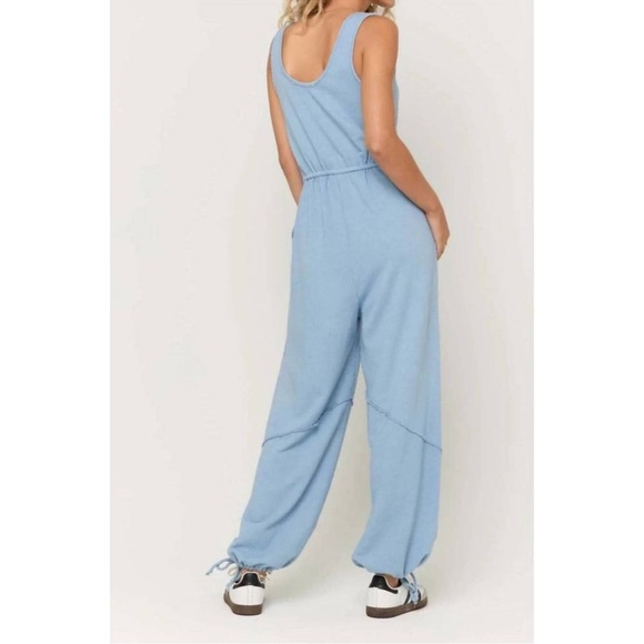 NEW PROJECT SOCIAL T Journey Tie Front Jumpsuit Blue Sky Size Medium - Picture 3 of 3
